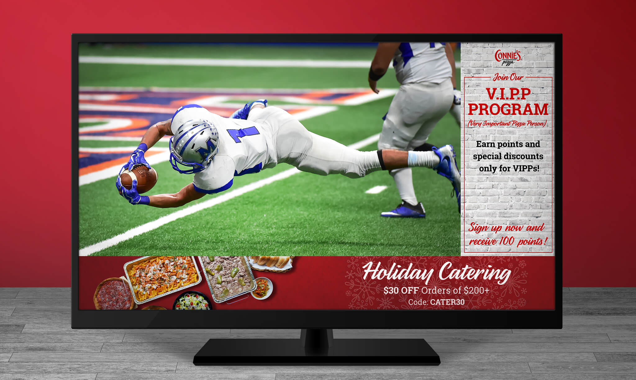 Connies Pizza In Store TV Advertising