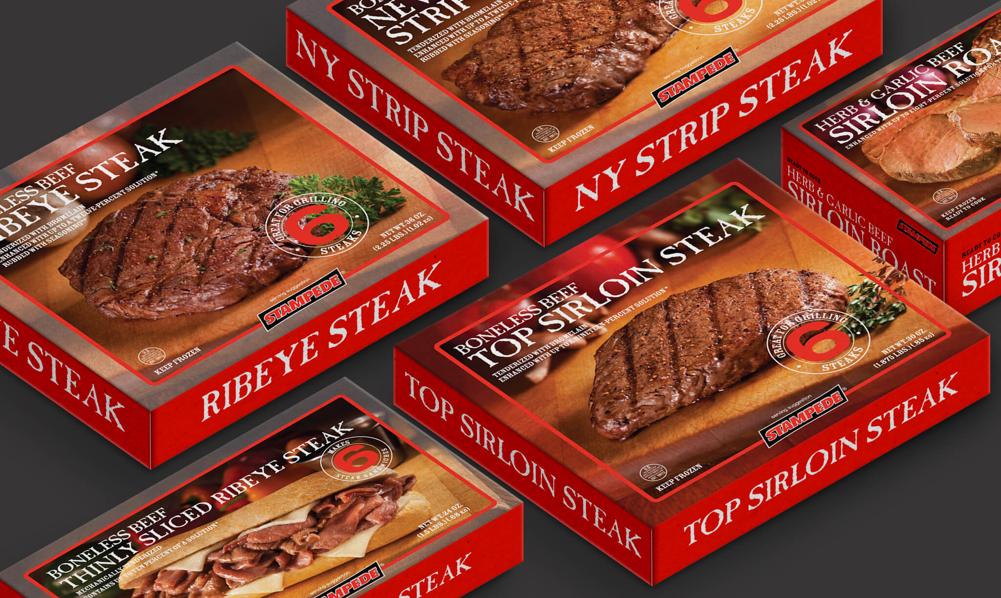 Stampede Meat Red Box Packaging